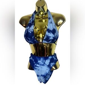 Blue Tie-Dye Bikini Set